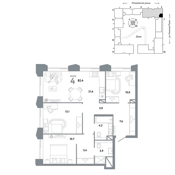 Новая 4-к квартира
 82.4 м² на 17/38 этаже в ЖК «Страна.Заречная» в городе Тюмень 