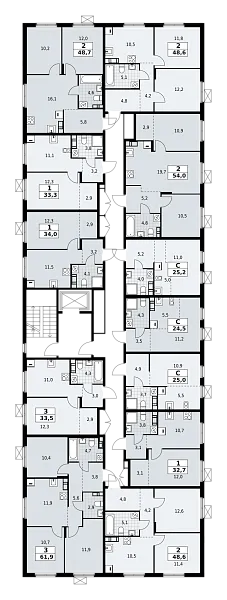 Количество комнат: 2,  54 кв.м.