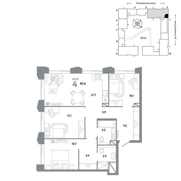 Новая 4-к квартира
 82.6 м² на 29/38 этаже в ЖК «Страна.Заречная» в городе Тюмень 