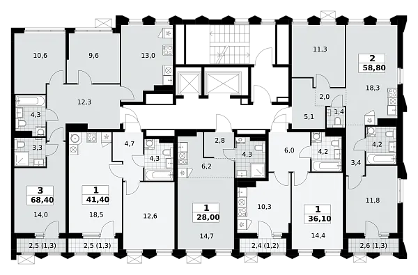 Количество комнат: 1,  41.4 кв.м.