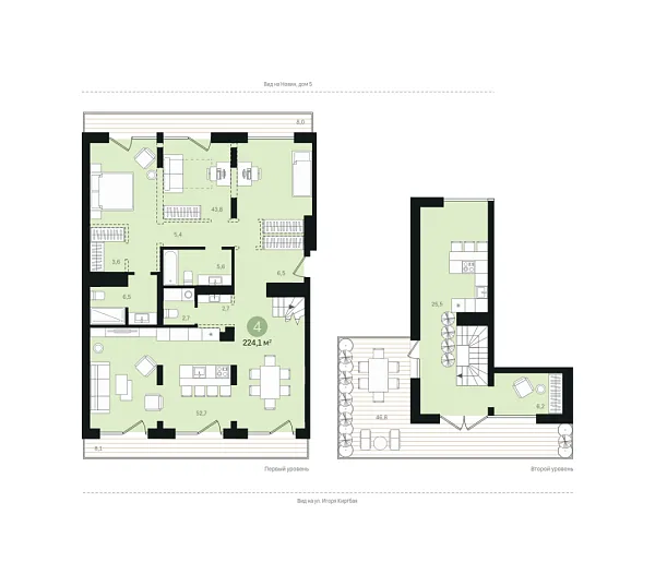 Новая 4-к квартира
 228.3 м² на 8/8 этаже в ЖК «Новин» в городе Тюмень 