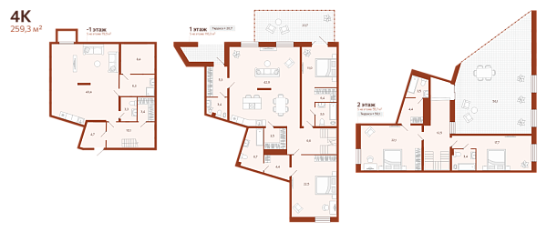 Новая 4-к квартира
 259.26 м² на 1/14 этаже в ЖК «ЖК Новатор» в городе Тюмень 