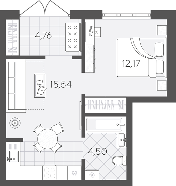 Новая 1-к квартира
 36.97 м² на 1/24 этаже в ЖК «Скандиа. Квартал в Слободе» в городе Тюмень 