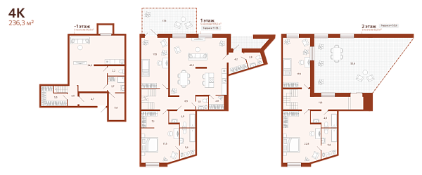 Новая 4-к квартира
 236.26 м² на 1/14 этаже в ЖК «ЖК Новатор» в городе Тюмень 