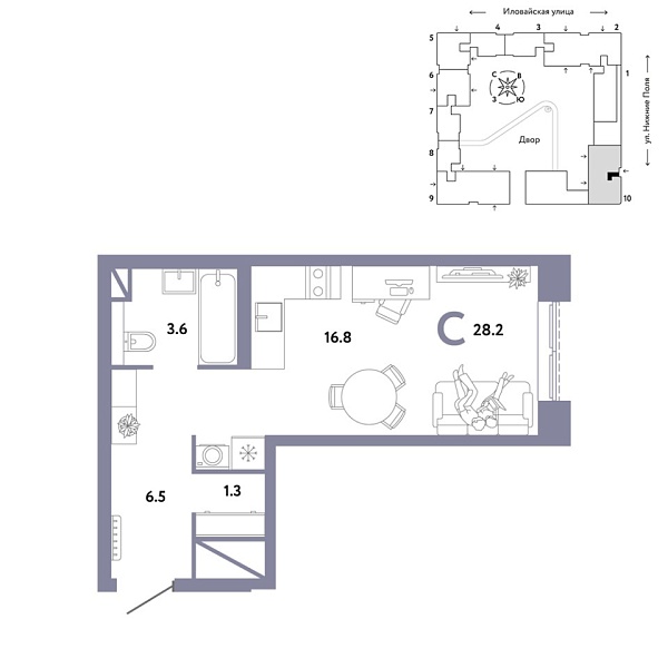 Новая квартира-студия
 28.2 м² на 29/38 этаже в ЖК «Страна.Заречная» в городе Тюмень 