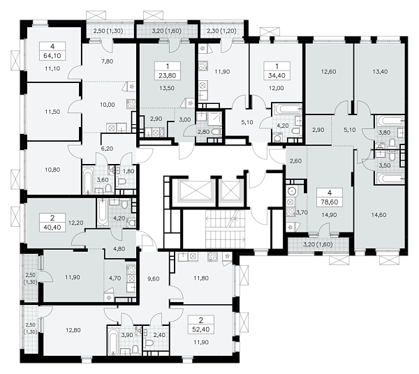 Новая 2-к квартира
 53.7 м² на 10/16 этаже в ЖК «Прокшино» в городе Тюмень 